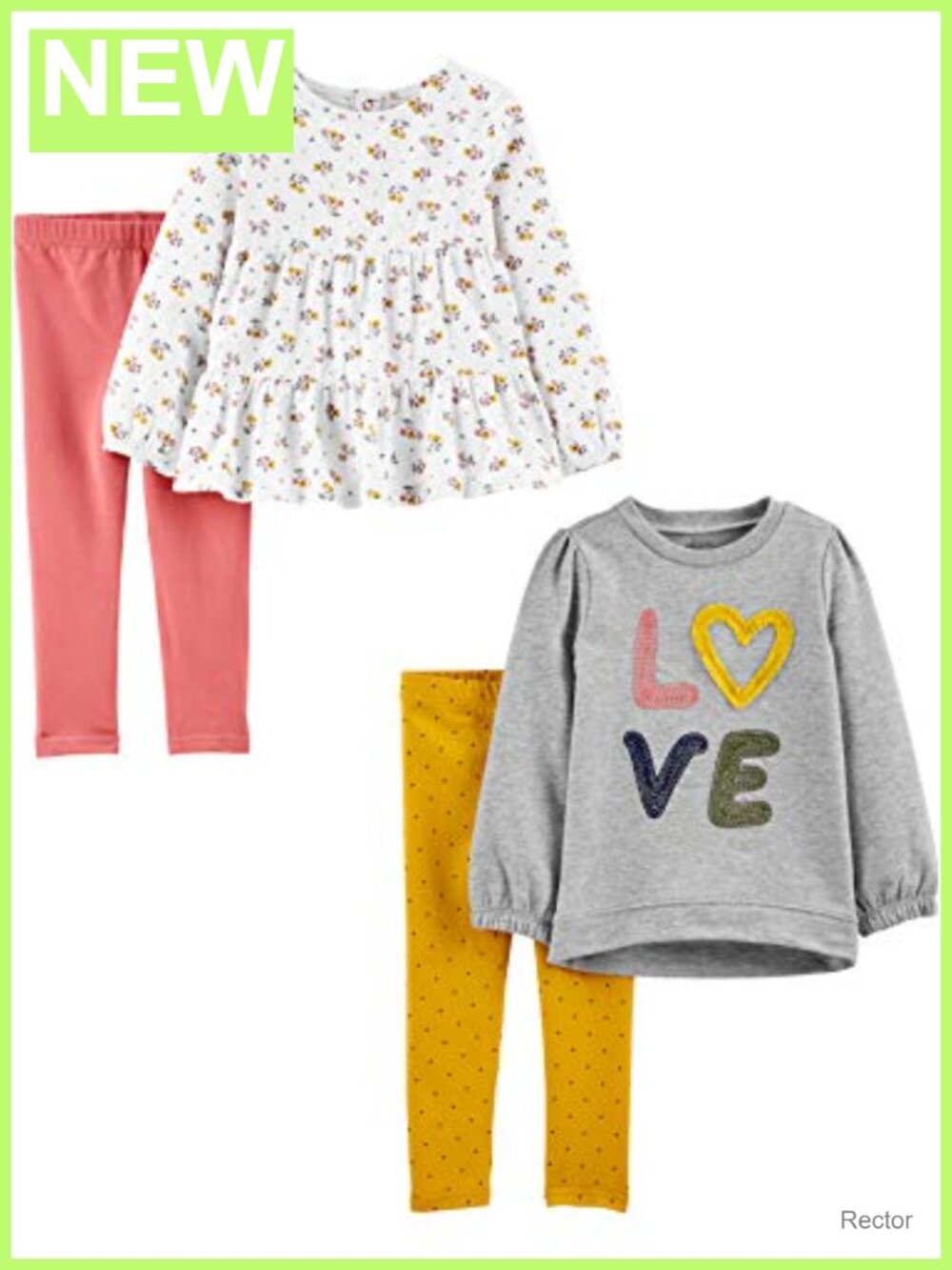 Girls 4-Piece Playwear Set Long Sleeve Floral Print Pants and Shirt Toddler